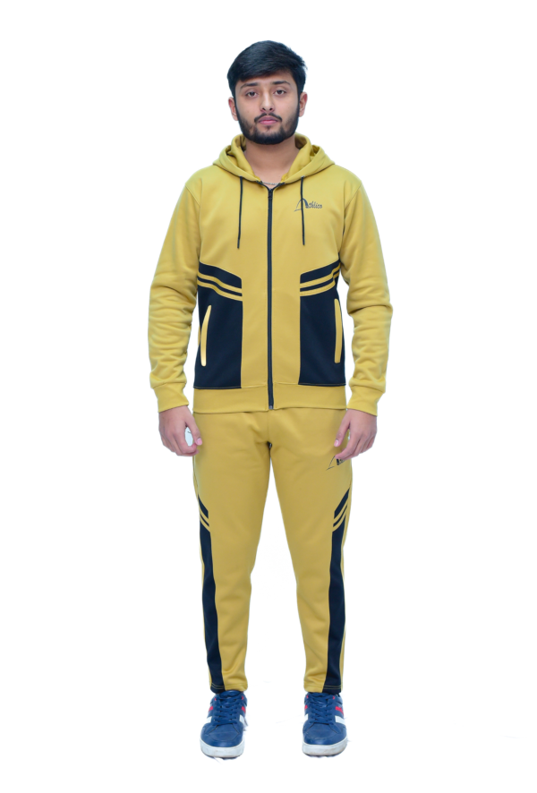 Athlico Men Winter Trending Tracksuit in Khaki & Black - Image 2